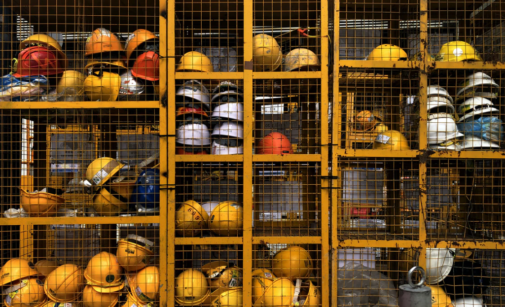 Workmen helmets for fire safety inspection